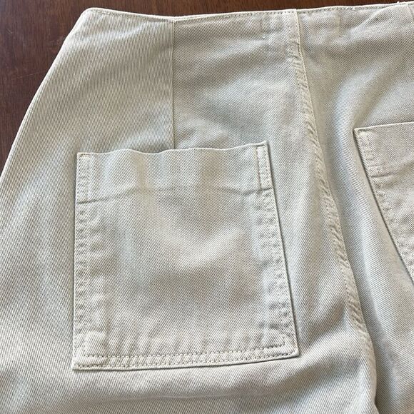 Zara Sailor Wide Leg Cropped Jeans Light Mint Green High Rise Gold Buttons Sz 10 - Picture 8 of 8